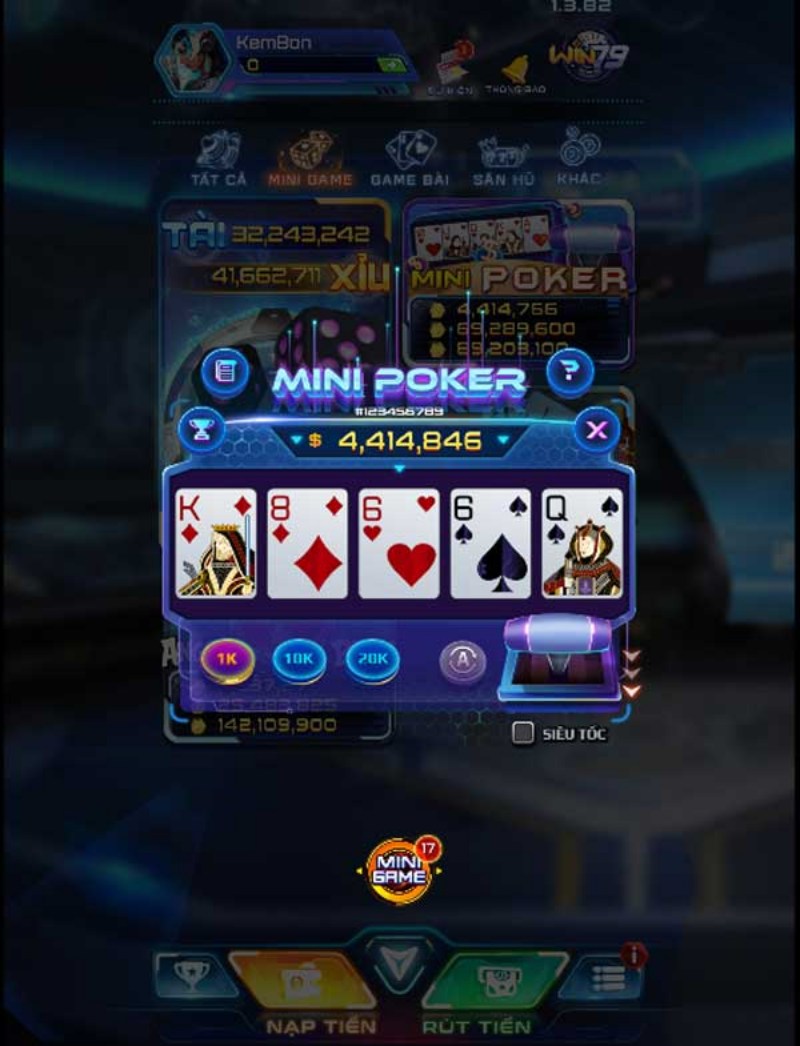 Cách quay nổ hũ Mini Poker nổ hũ thắng lớn chi tiết